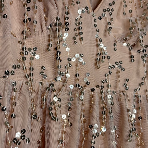 Cupshe x Gabby Windey Bright Spark Sequin Mesh Fringe Mini Dress Fairycore - Picture 7 of 14